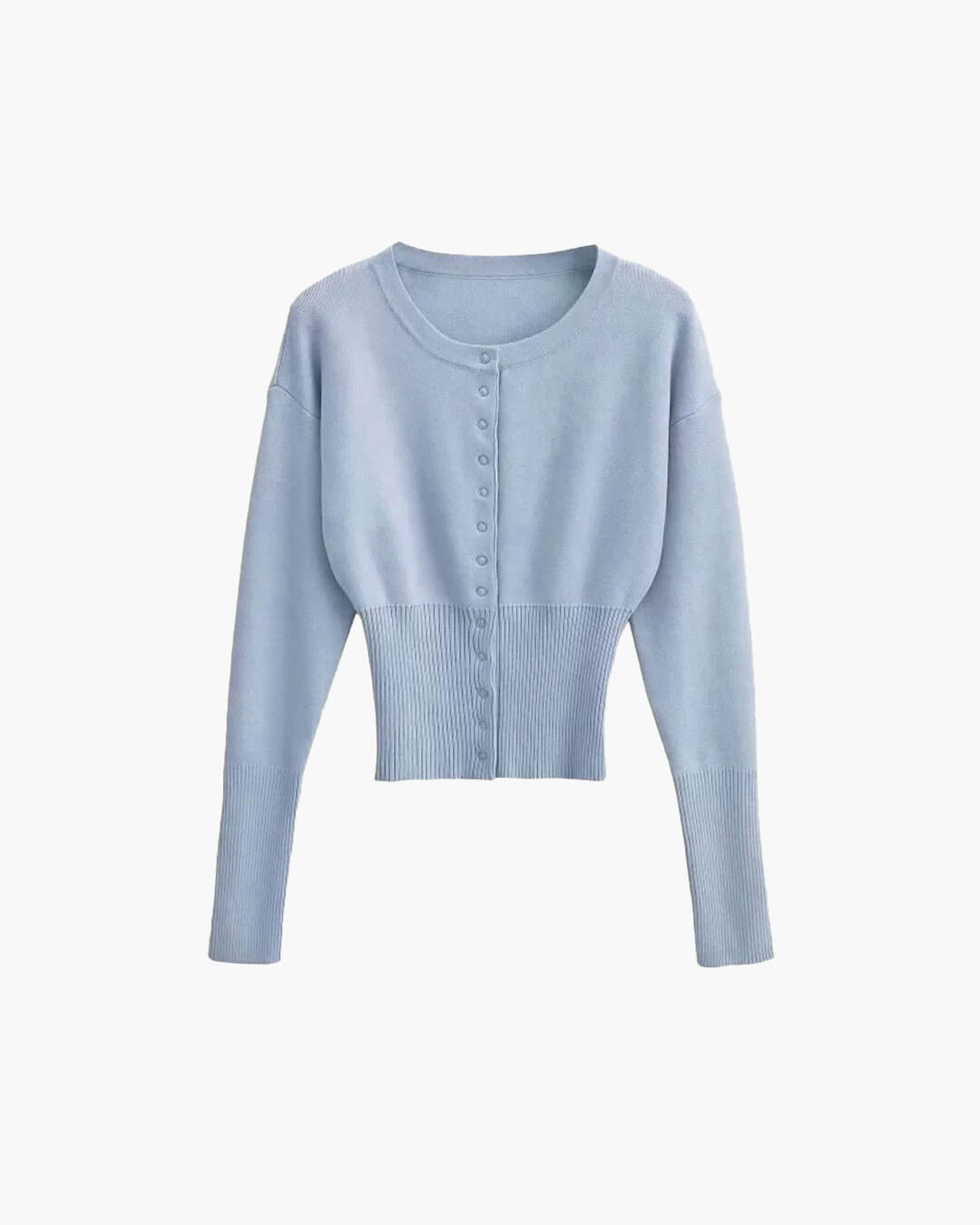 SEAME - Alice Women's Cardigan Sweater - Casual Solid Knit with Round Neck Blue M