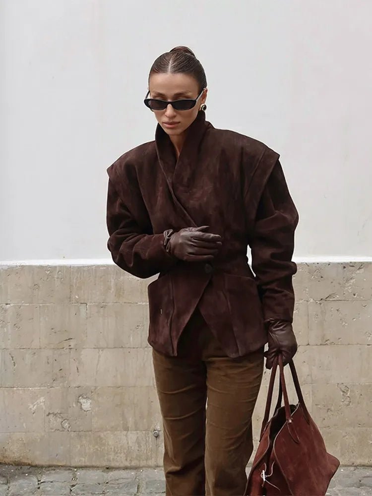 SEAME - Ariah Retro Suede Jacket Brown M