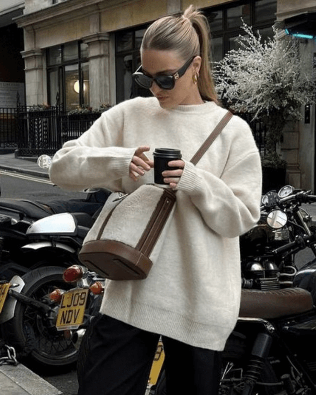 SEAME - Edlyn - Cozy Autumn Women's Sweater with Ribbed Trim & Soft Blended Material Beige S