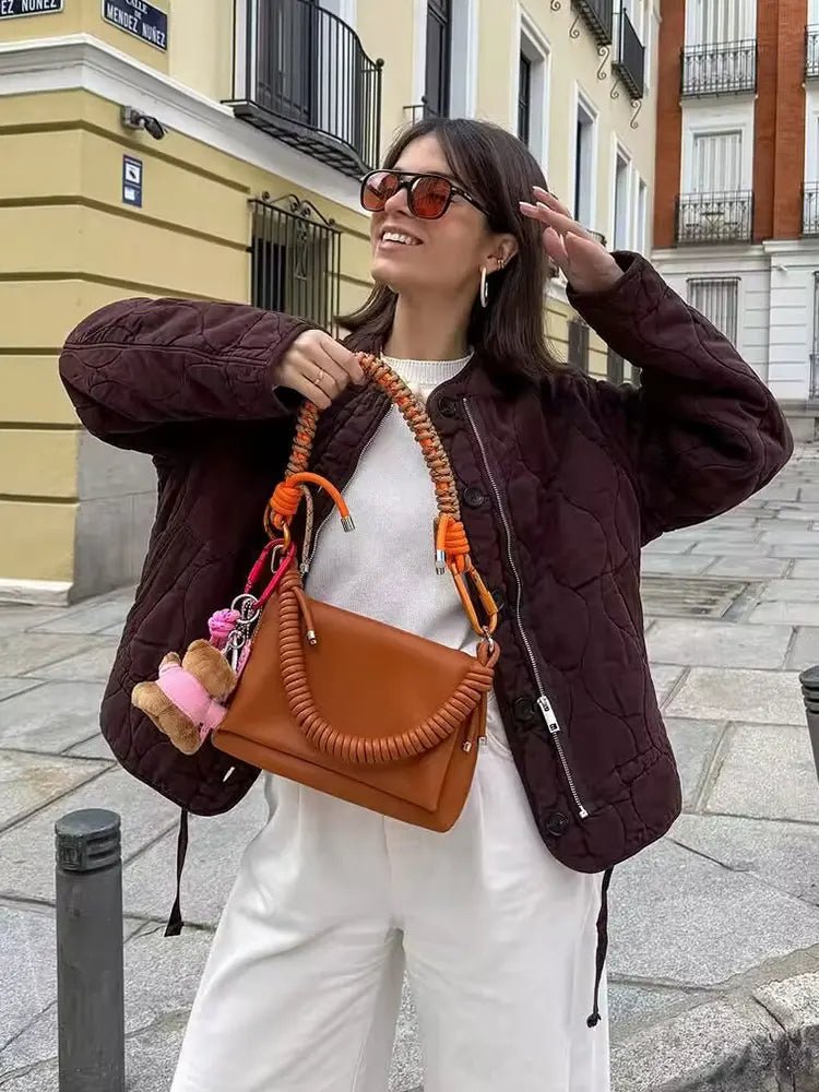 SEAME - Feliz Quilted Padded Jacket Burgundy L