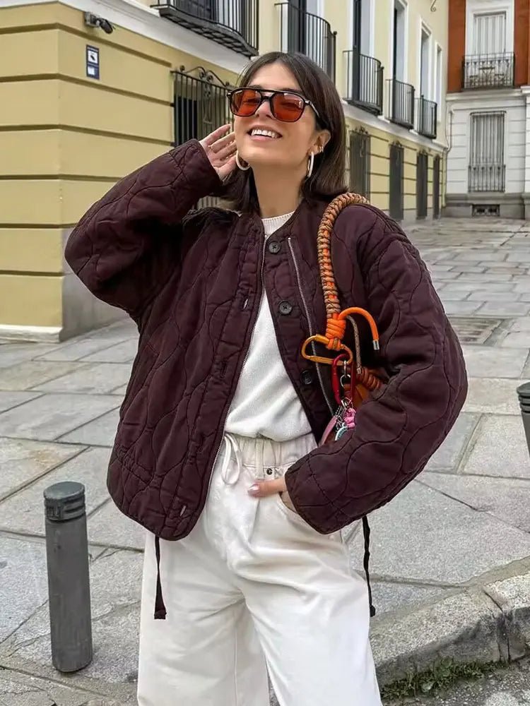 SEAME - Feliz Quilted Padded Jacket Burgundy L
