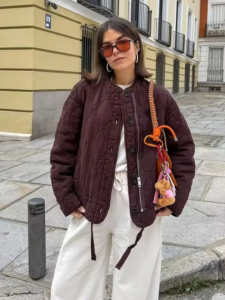 SEAME - Feliz Quilted Padded Jacket Burgundy S