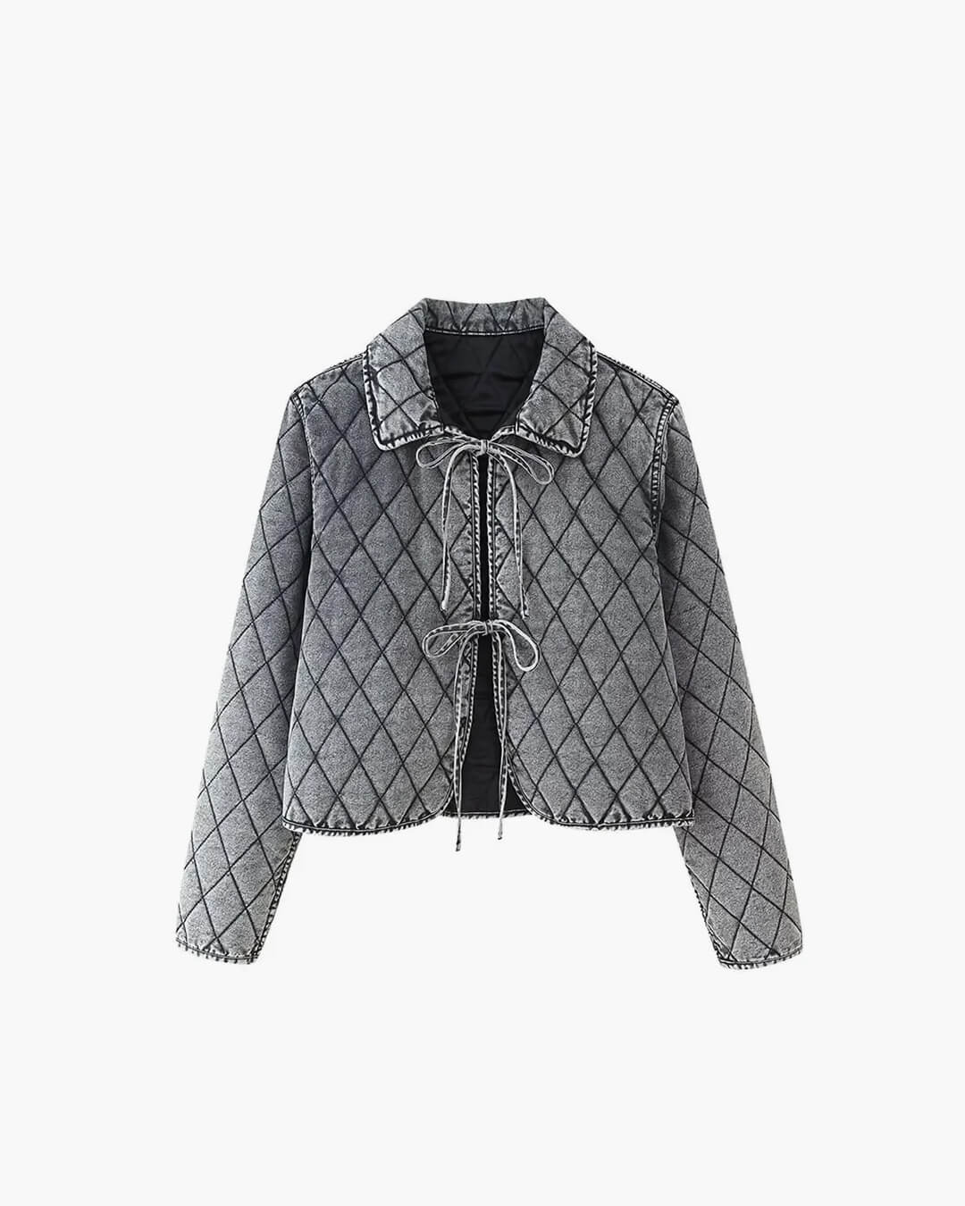 SEAME - Ivy Denim Jacket with Lace Design Grey S