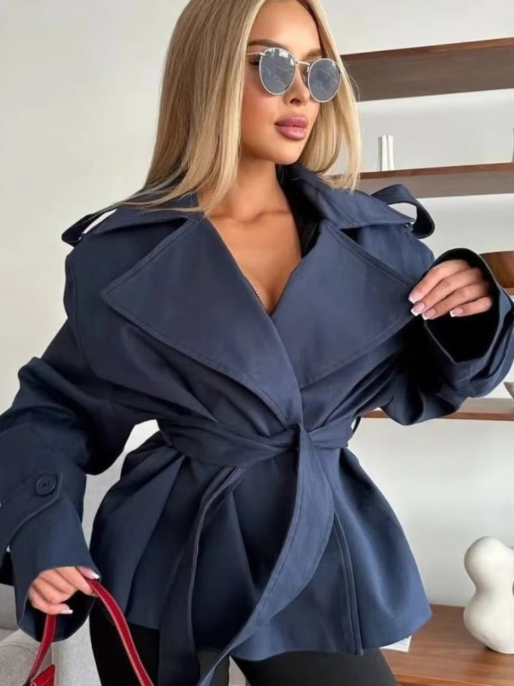 SEAME - Naomi Trench Coat Navy Blue M