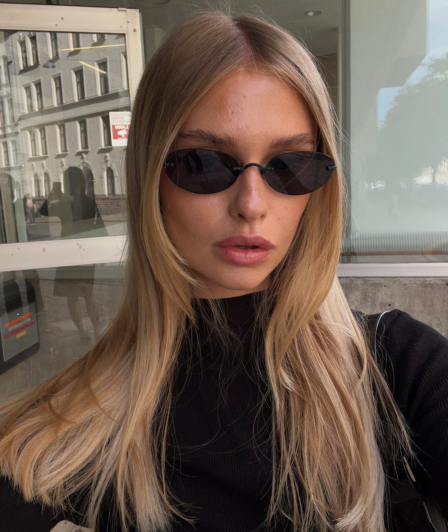SEAME - Patrice Frameless Retro Sunglasses Black