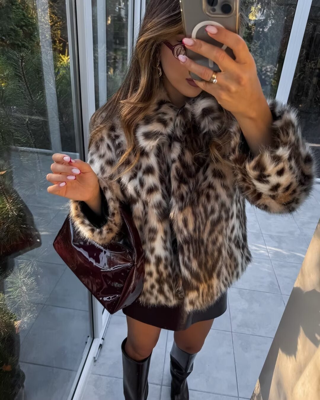 SEAME - Zoe Faux Fur Jacket Brown S