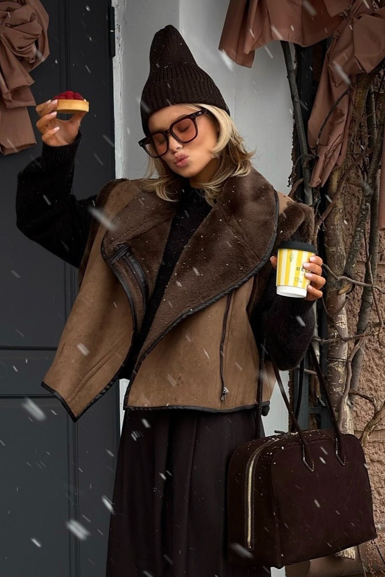 SEAME - Alicia Faux Fur Vest Brown L