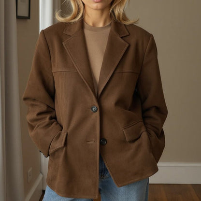 SEAME - Allison Suede Blazer Brown XXXL