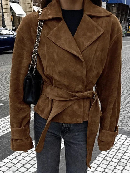 SEAME - Ariah Retro Suede Jacket Brown M