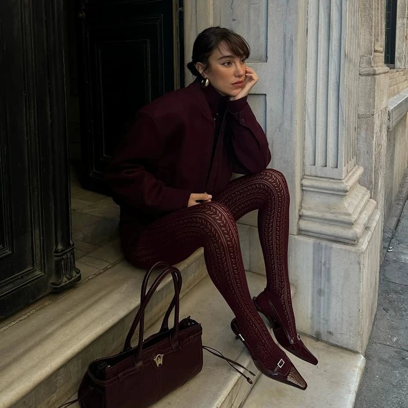 SEAME - Cassandra Knit Tights White S