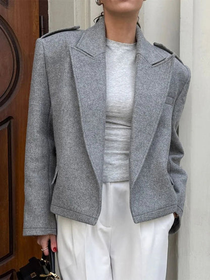 SEAME - Claude Blazer with Shoulder Pads Grey S