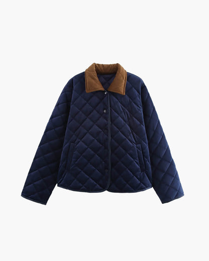 SEAME - Elsa Quilted Retro Jacket Dark Blue S