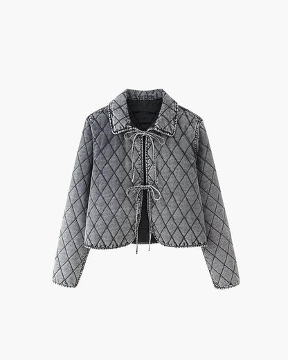 SEAME - Ivy Denim Jacket with Lace Design Grey S