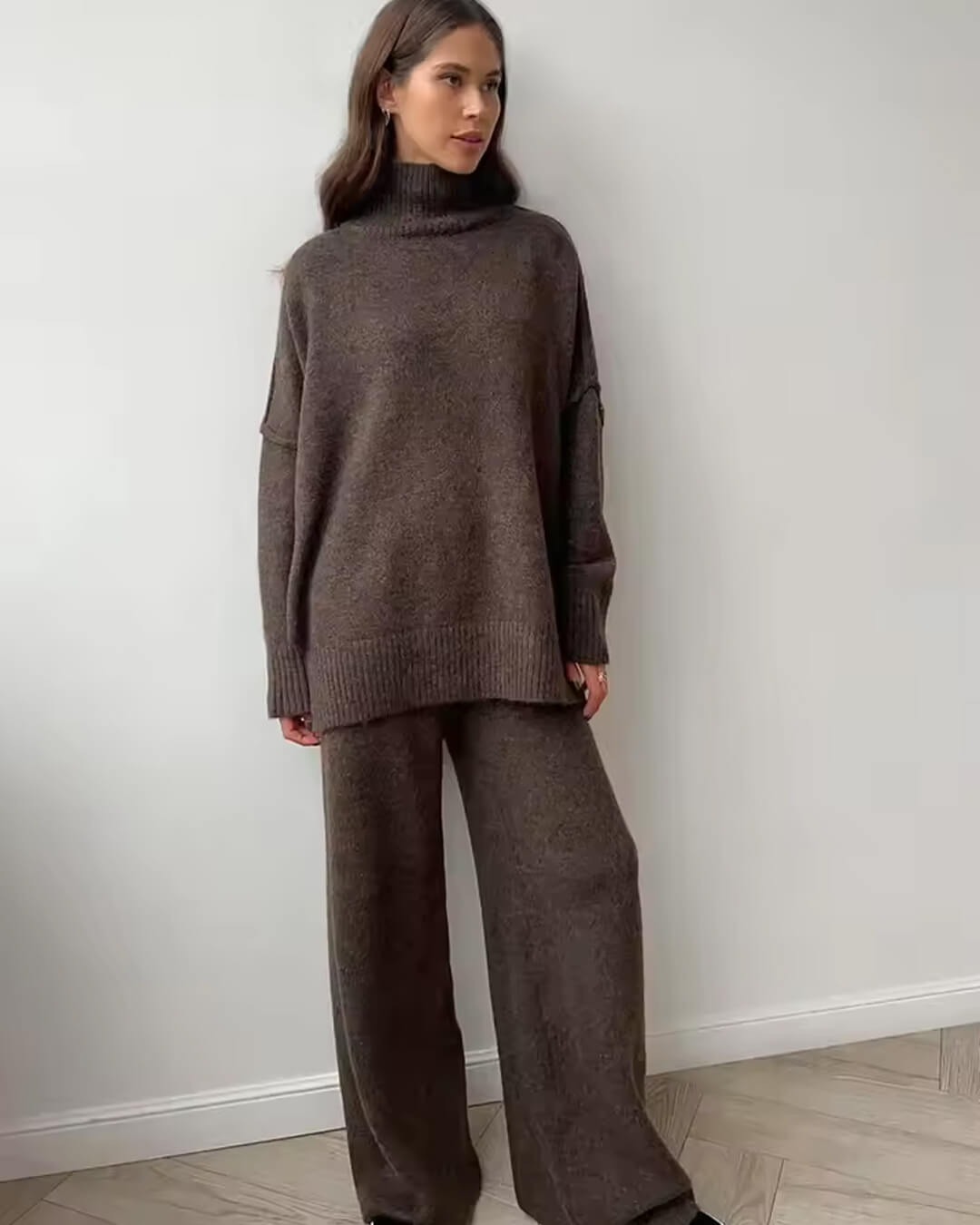 SEAME - Kendra comfy Loungewear Set Brown S