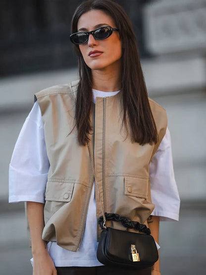 SEAME - Luna Bomber Vest Beige XS