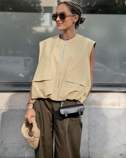 SEAME - Luna Bomber Vest Creme S