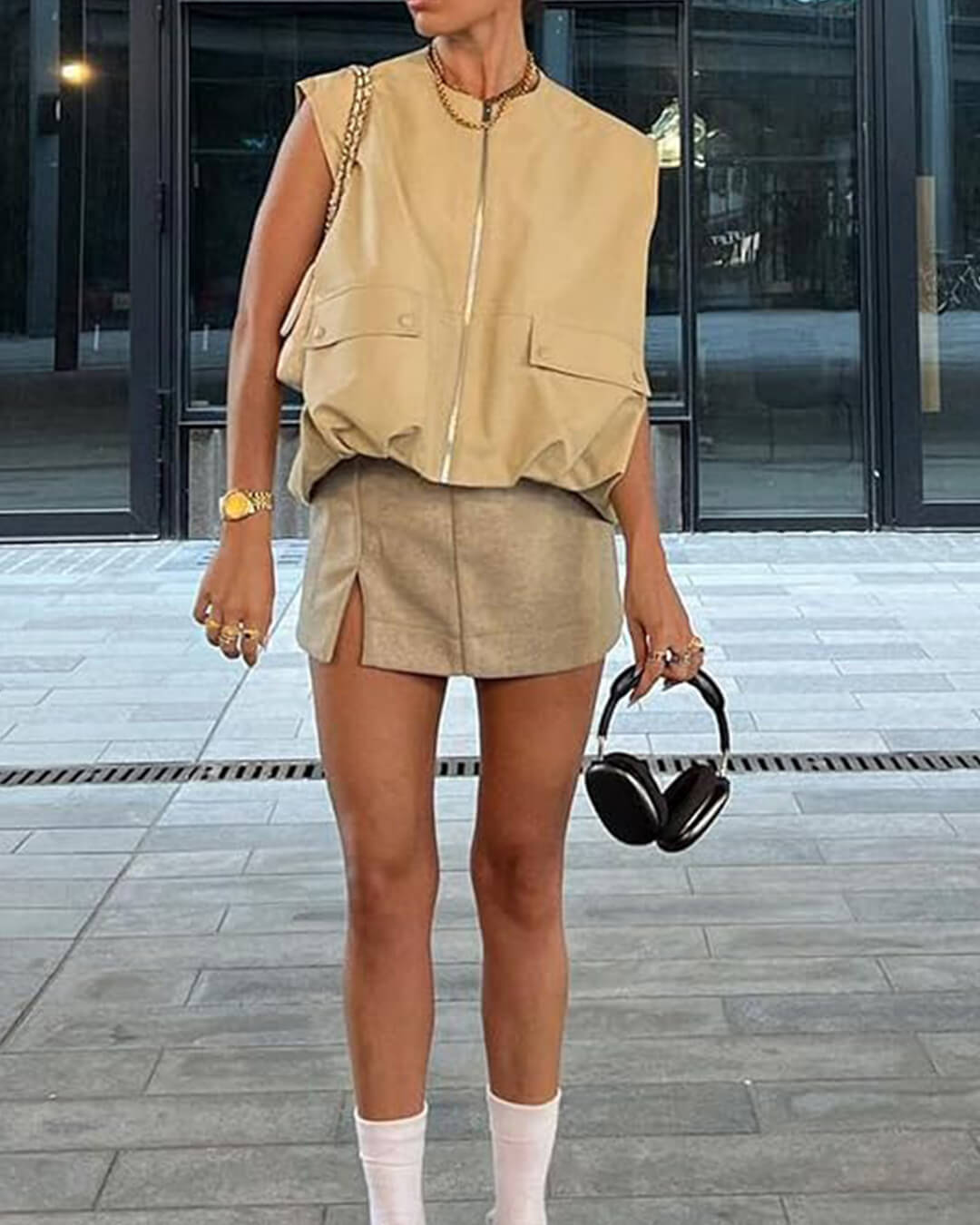 SEAME - Luna Bomber Vest Creme XS