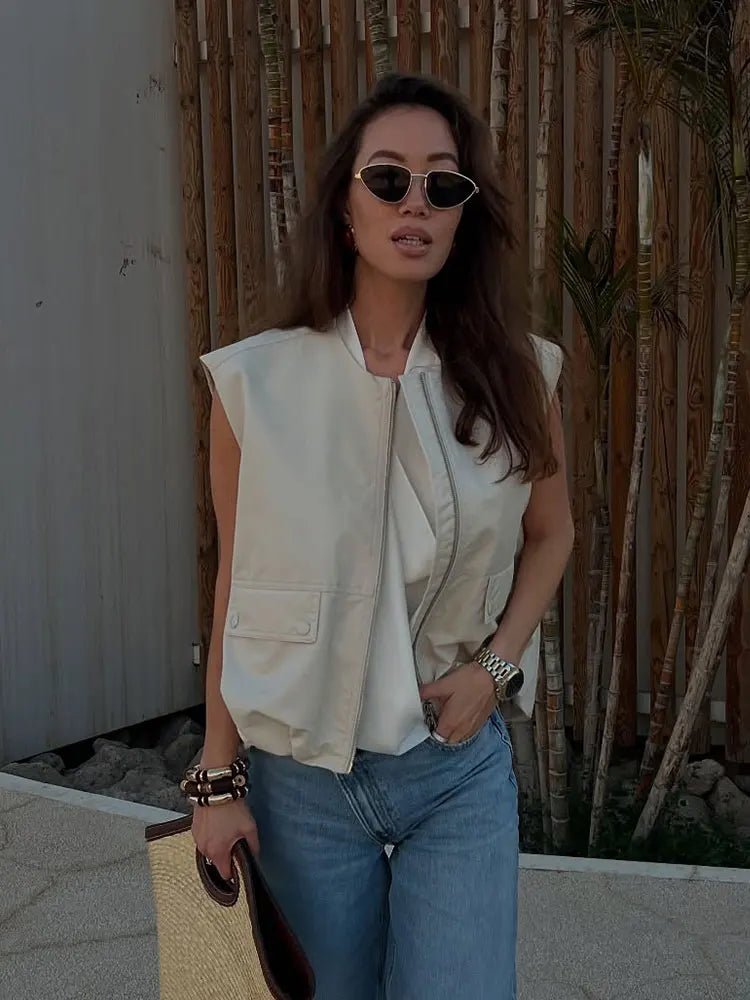 SEAME - Luna Bomber Vest White XS