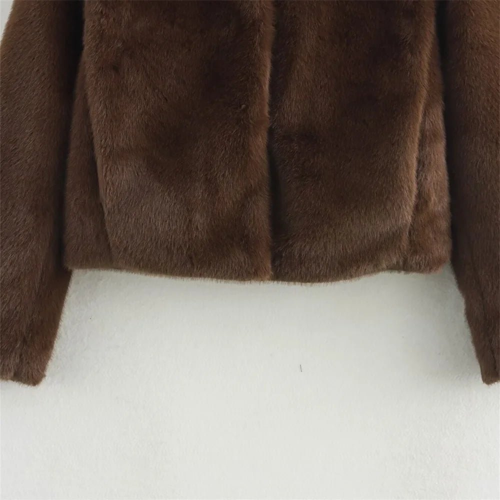 SEAME - Mia Brown Faux Fur Jacket Brown S