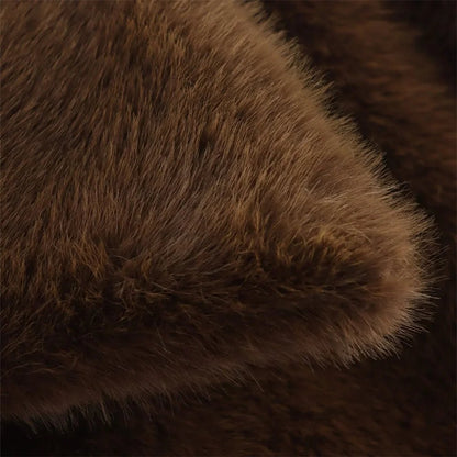 SEAME - Mia Brown Faux Fur Jacket Brown S