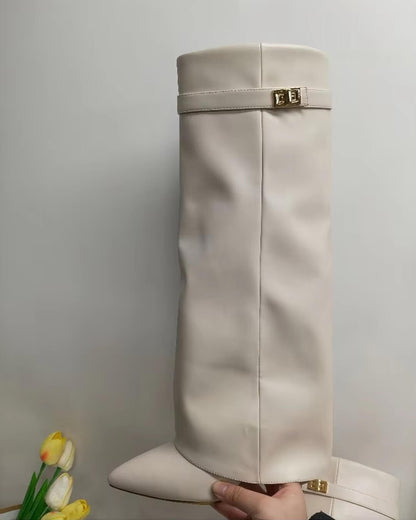 SEAME - Rachelle Leather Boots Beige 35