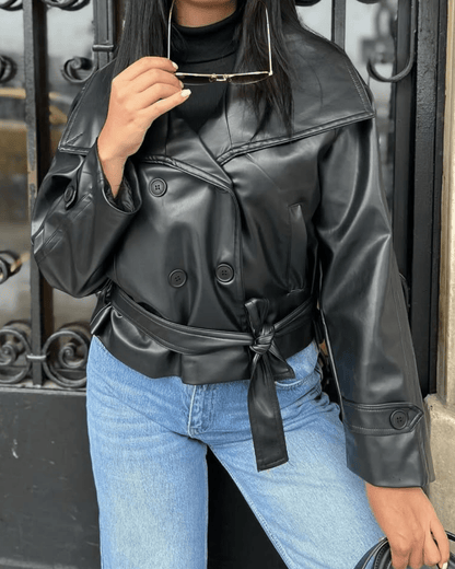 SEAME - Sandra Leather Jacket Black M