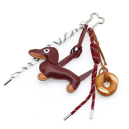 SEAME - Sausage Dog Keychain Pendant Burgundy Donut