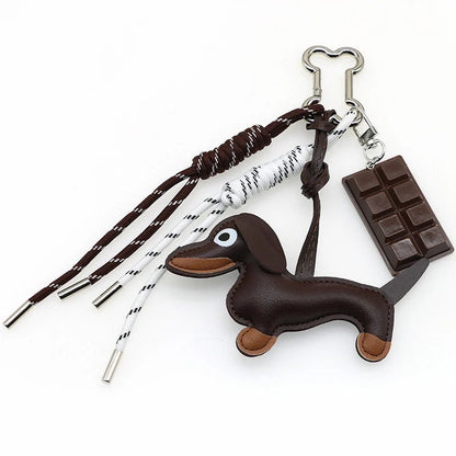SEAME - Sausage Dog Keychain Pendant Dark Brown Brezle