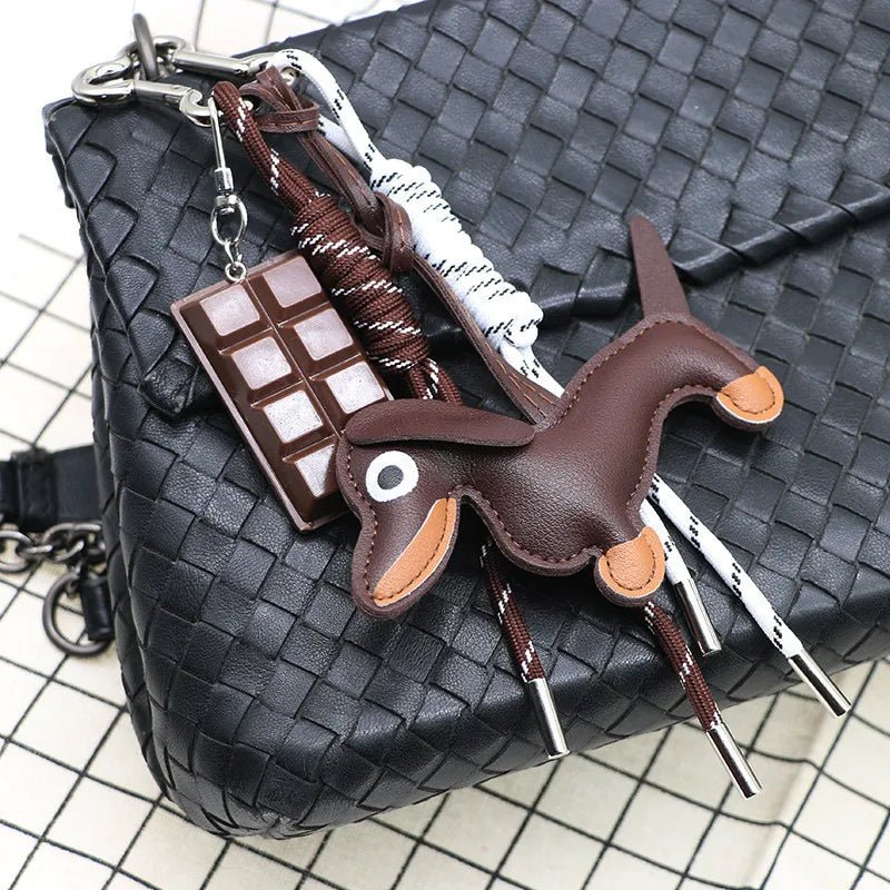 SEAME - Sausage Dog Keychain Pendant Dark Brown Chocolate