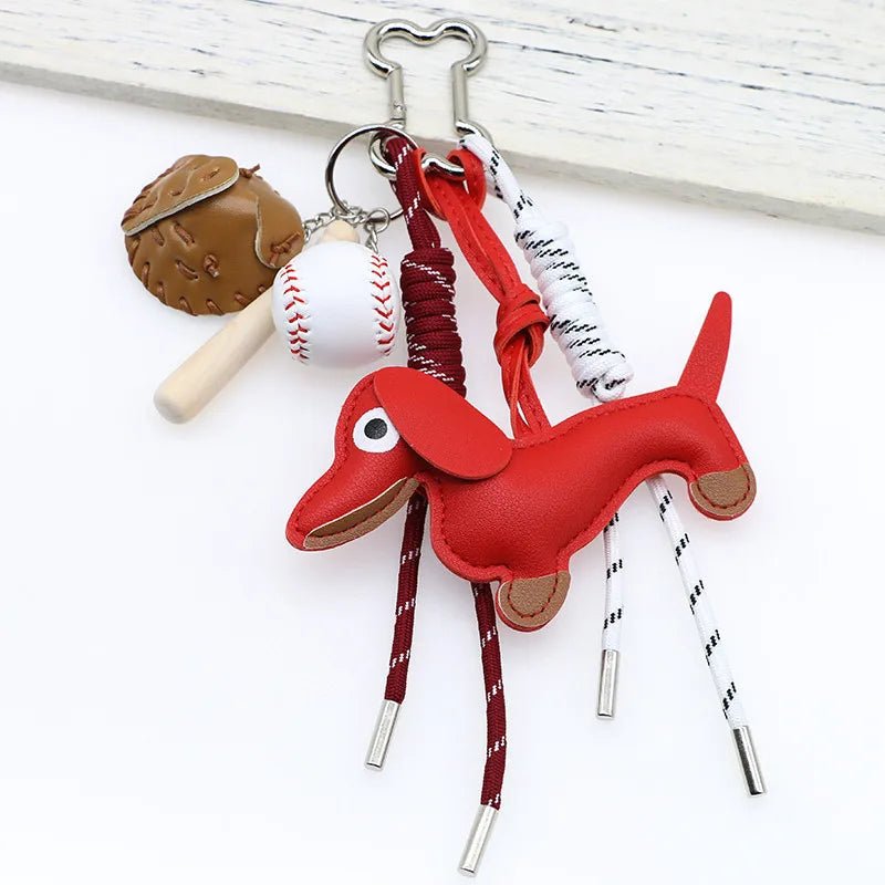 SEAME - Sausage Dog Keychain Pendant Red Tennisball